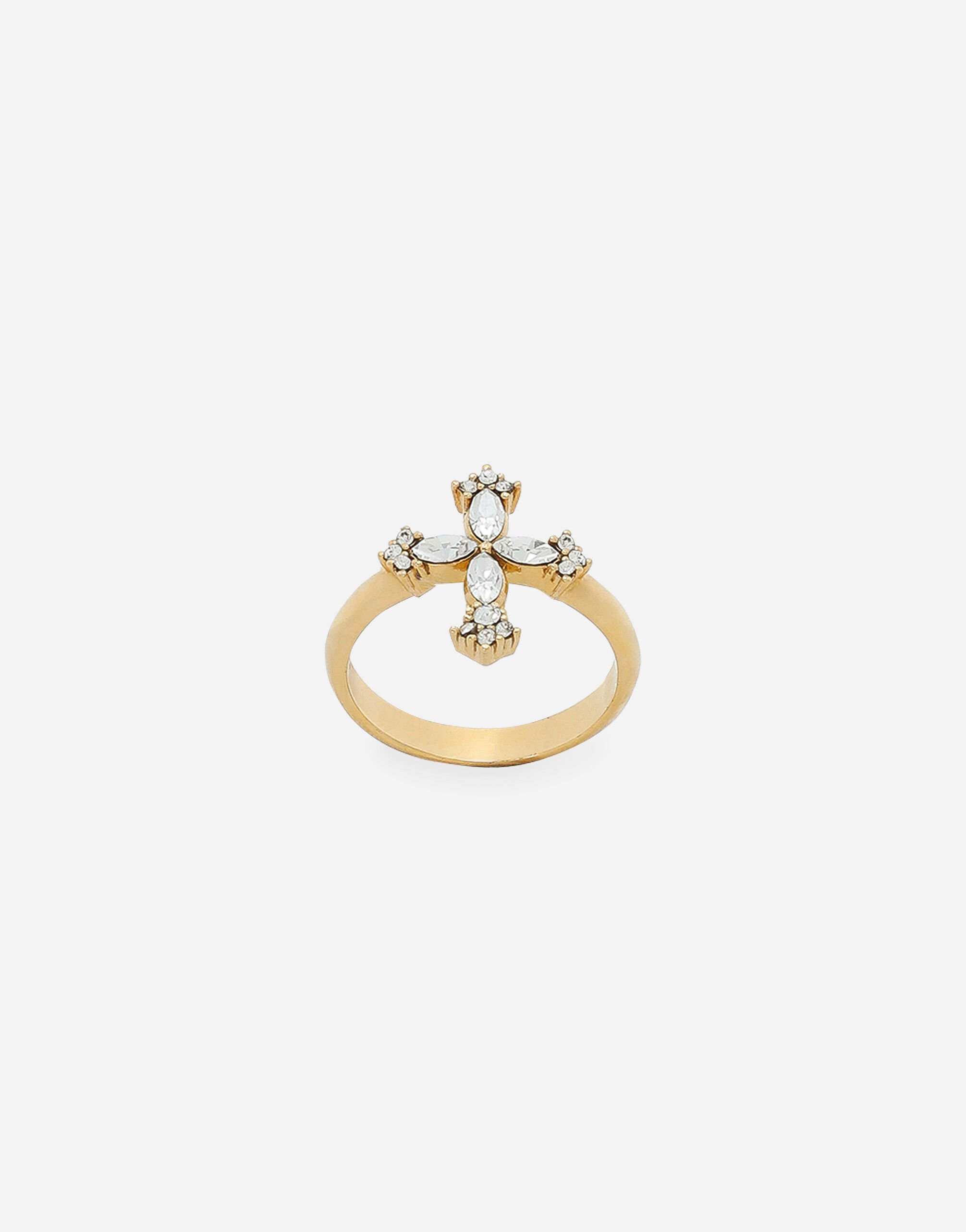 Bague avec croix en strass en Dor pour femme Dolce Gabbana