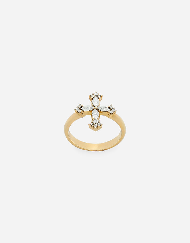 Dolce&Gabbana Ring with rhinestone-detailed cross Gold WRP6X1W1111