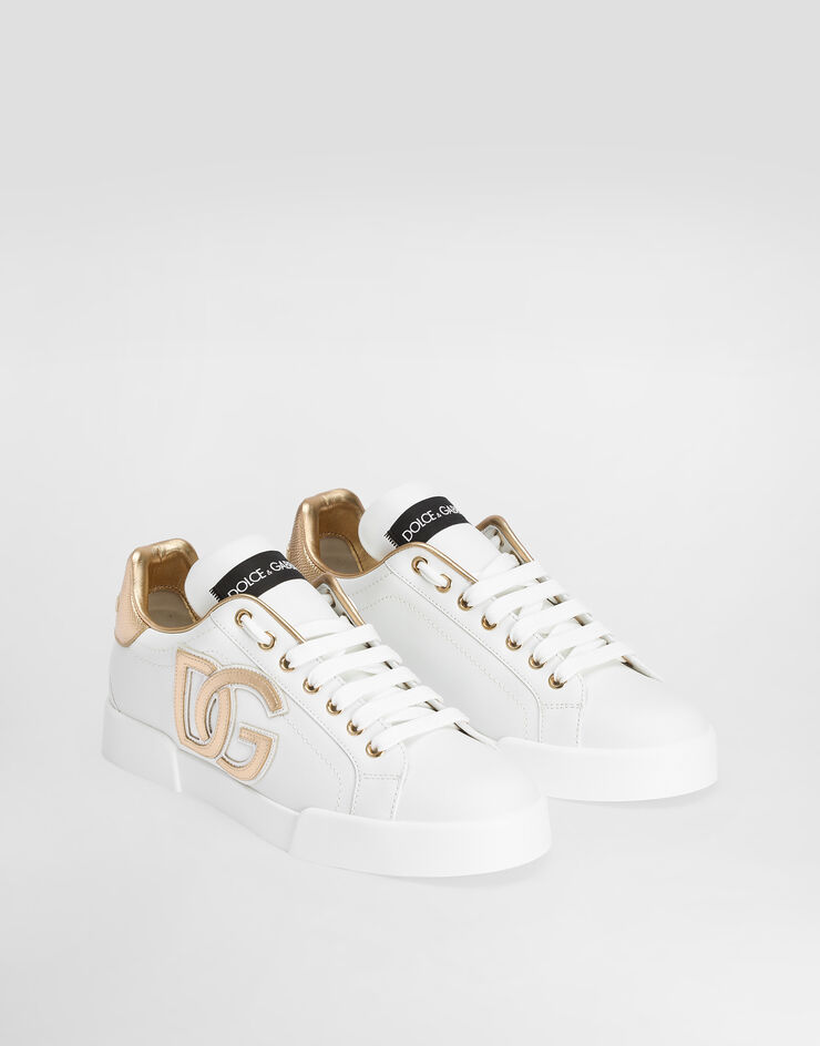 Dolce & Gabbana Sneaker Portofino in pelle di vitello con logo DG Bianco CK1545AD780