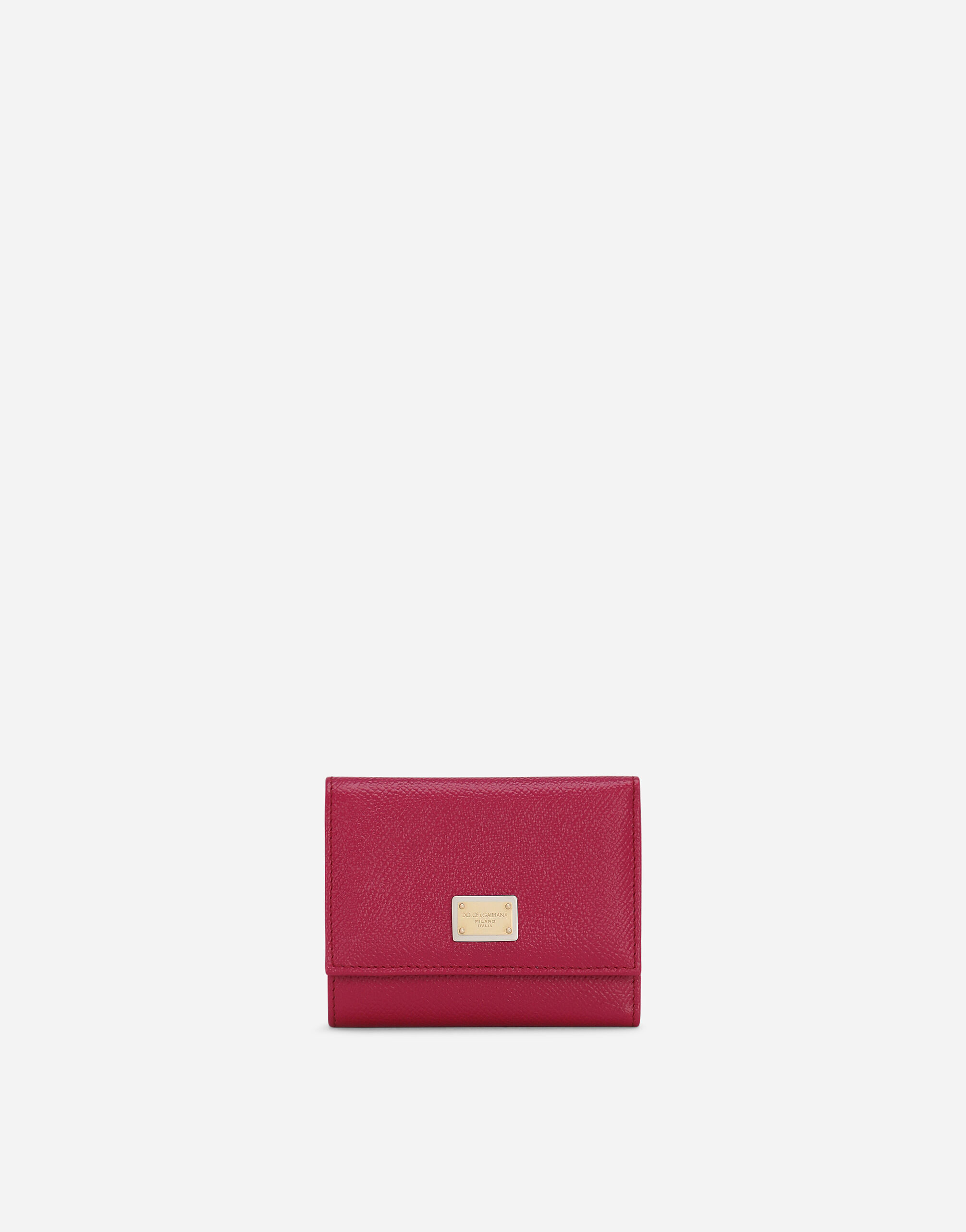 Portafoglio french flap in pelle di vitello dauphine in Fucsia da Donna Dolce Gabbana