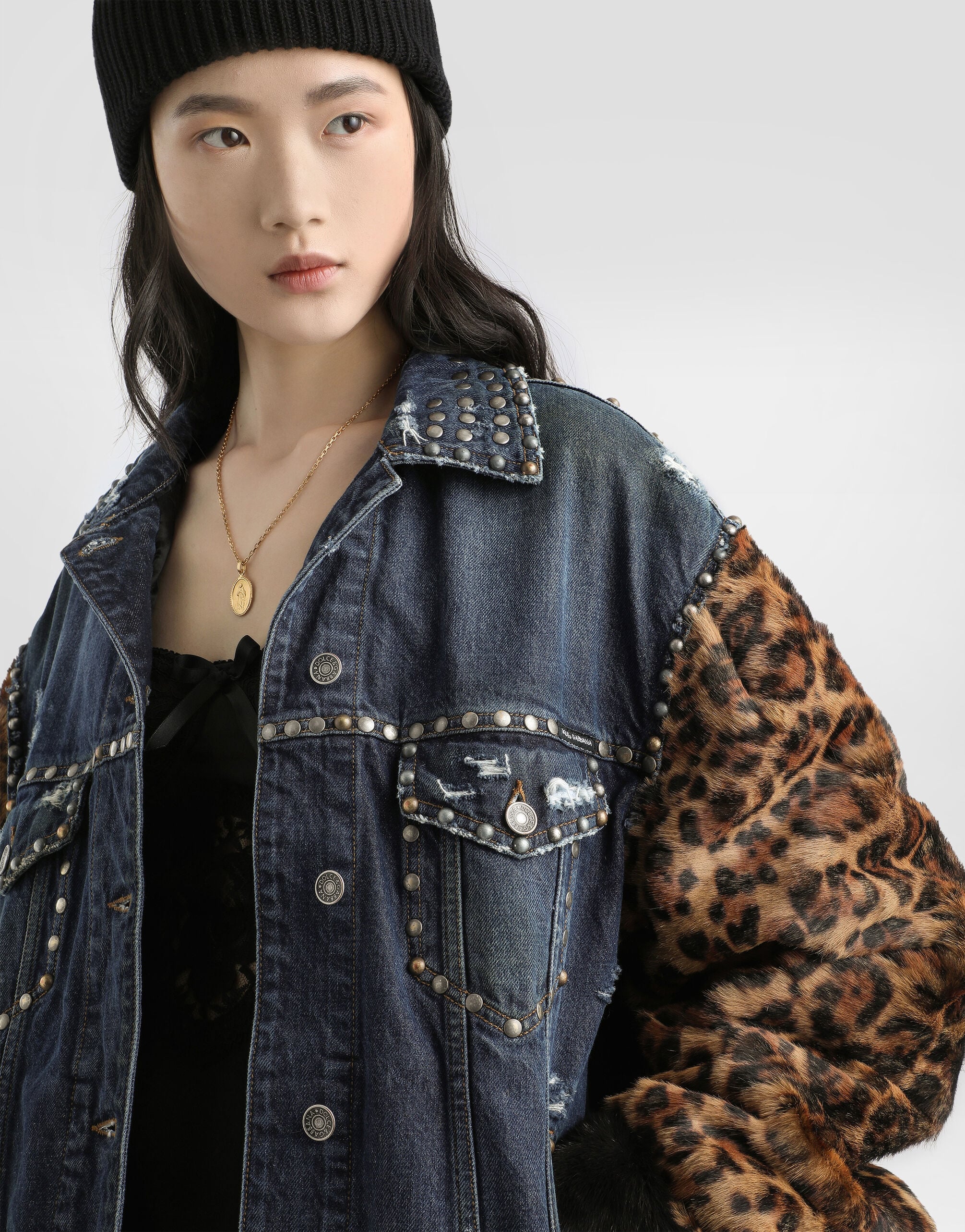 Oversized denim jacket in Multicolor for Women | Dolce&Gabbana® US