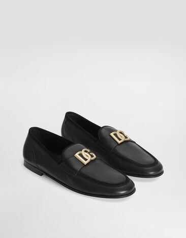 Dolce & Gabbana Slippers en cuir de veau Noir A50462AQ993
