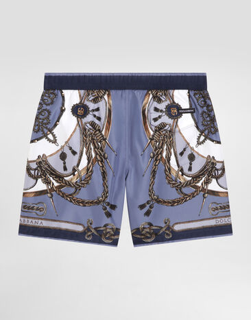 Dolce & Gabbana Boxer de bain mi-long en nylon à imprimé Multicolor L4J850ON0CO
