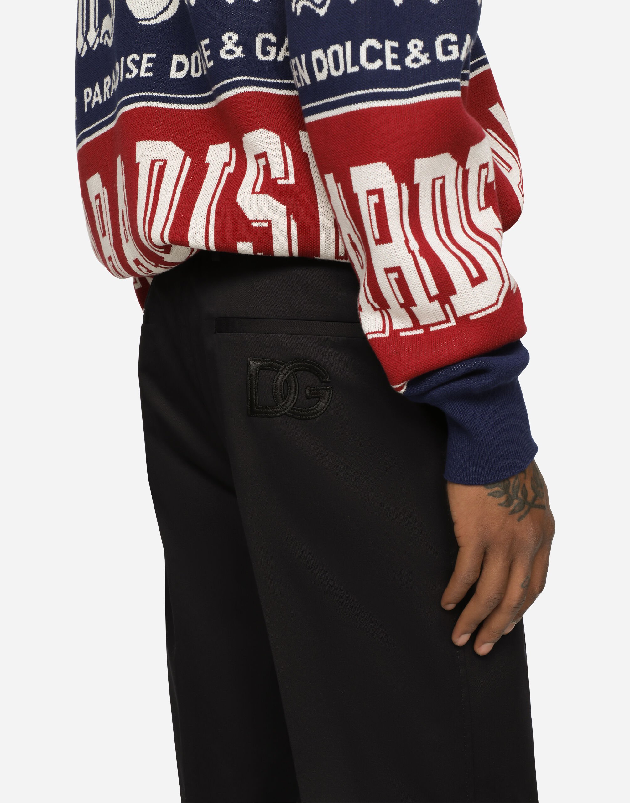 Stretch cotton shorts with DG embroidery in Blue for Men