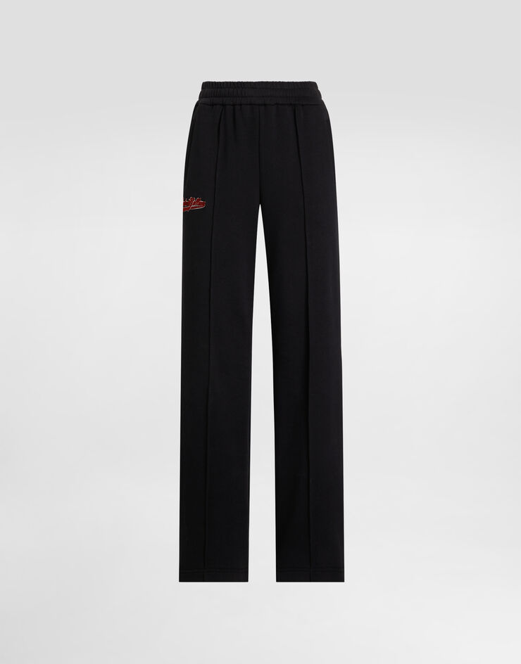 Dolce & Gabbana Pantalón de chándal de felpa con parche Negro FTC93ZGDDAJ