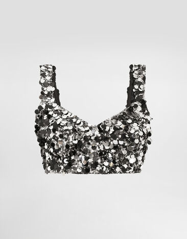 Dolce & Gabbana Топ бралет из пайеток серебристый F7Y28TFLSJ8