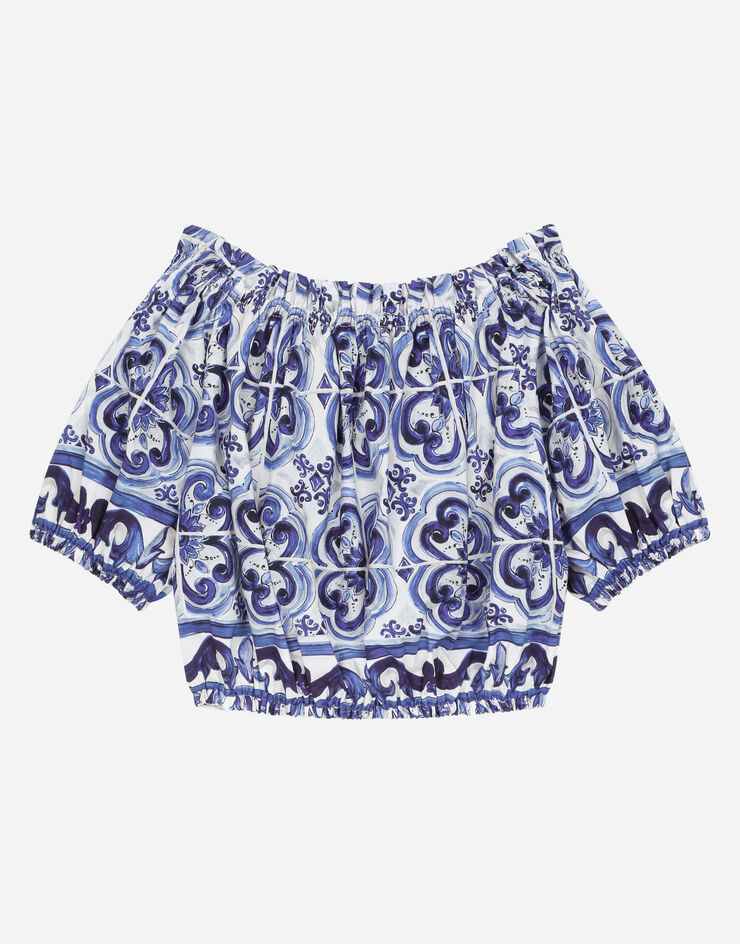 DolceGabbanaSpa Majolica-print poplin top Multicolor L55S67G7EY3