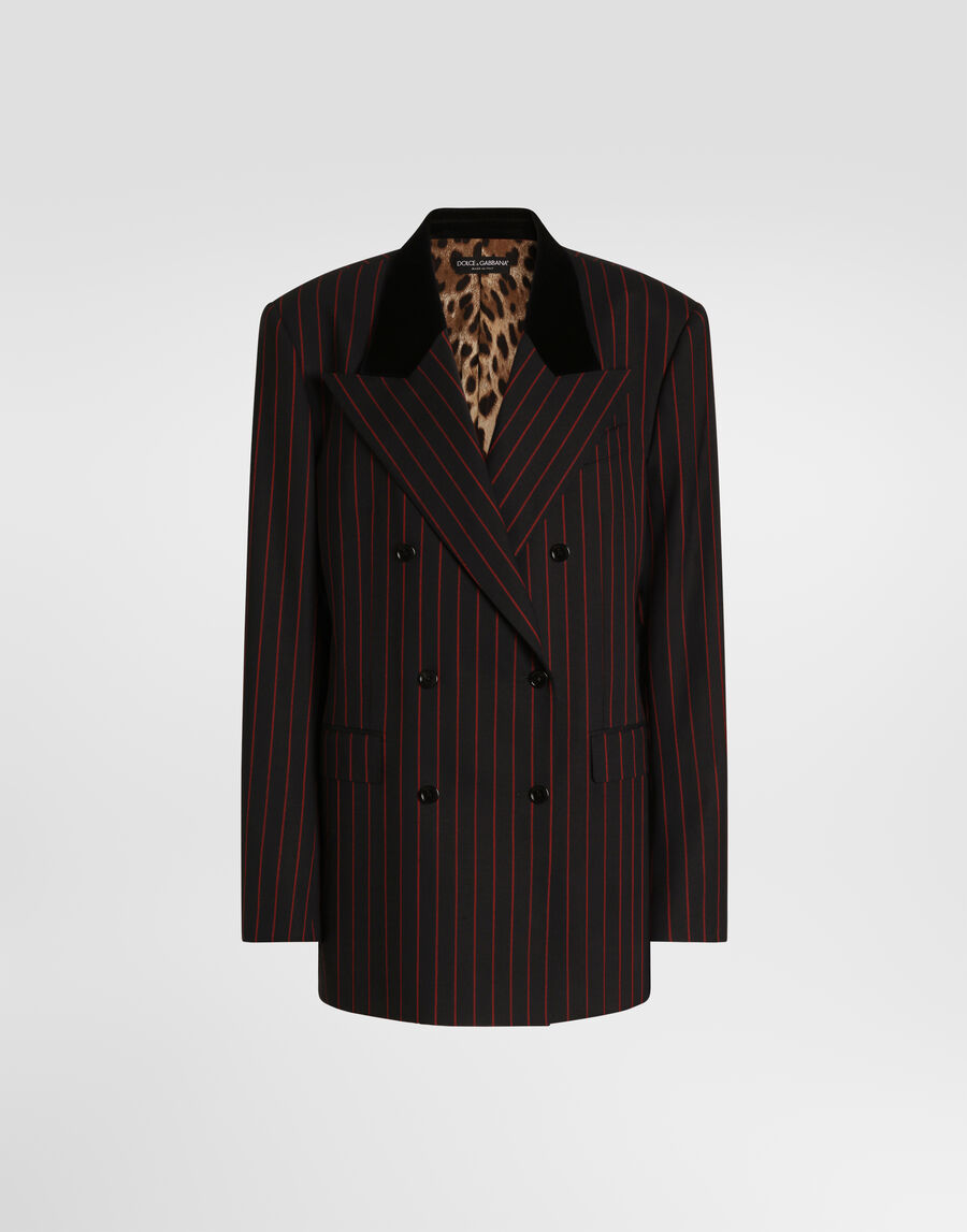 Double-breasted jacket in pinstripe wool