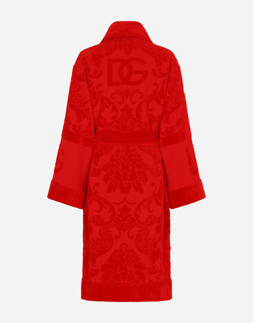 Dolce & Gabbana Bath Robe in Terry Cotton Jacquard Multicolor TCF009TCAGM