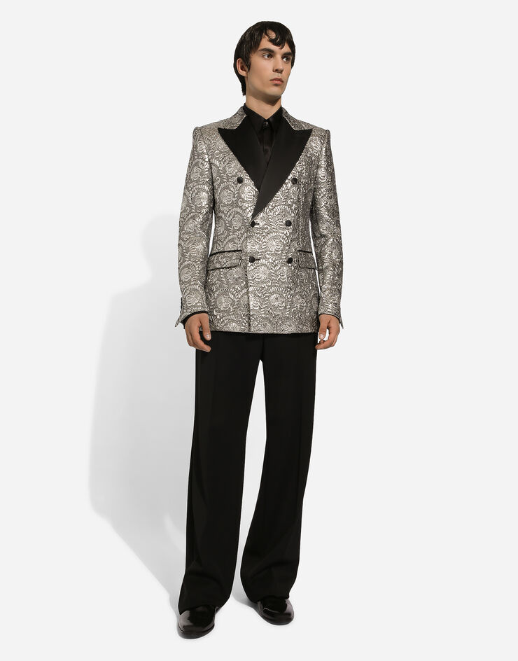 Dolce & Gabbana Sicilia double-breasted lamé jacquard tuxedo jacket Plateado G2QU4TFJMZ3