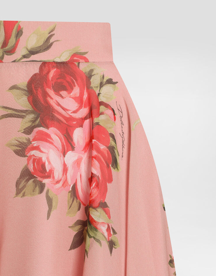 Dolce & Gabbana 玫瑰花束印花雪纺伞裙 Dolce & Gabbana 玫瑰花束印花雪纺伞裙 Multicolor F4CSOTIS11F