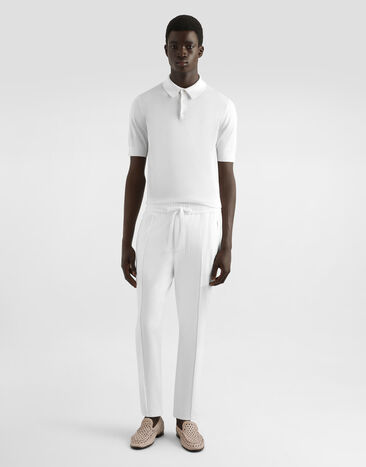 Dolce & Gabbana Polo de seda con logotipo bordado Blanco GXZ02ZJBSK3