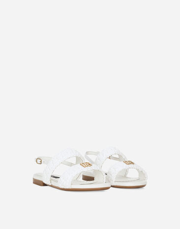 Dolce & Gabbana Calfskin sandals with crochet detailing White D10819AD693
