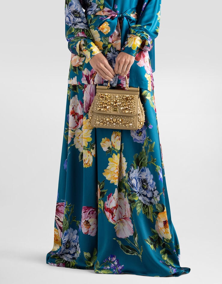 Dolce & Gabbana Sicily small nappa leather handbag with embroidered bezels Multicolor BB6003C7341