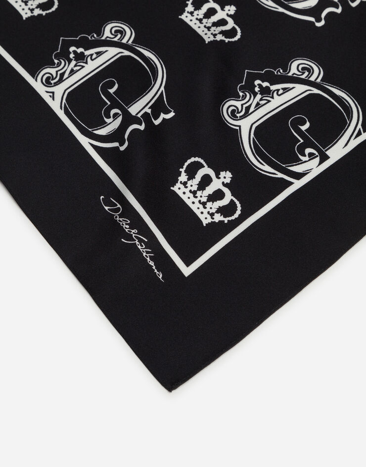 Dolce & Gabbana Silk foulard with crown print and DG logo ЧЕРНЫЙ GQ211EG0XAD