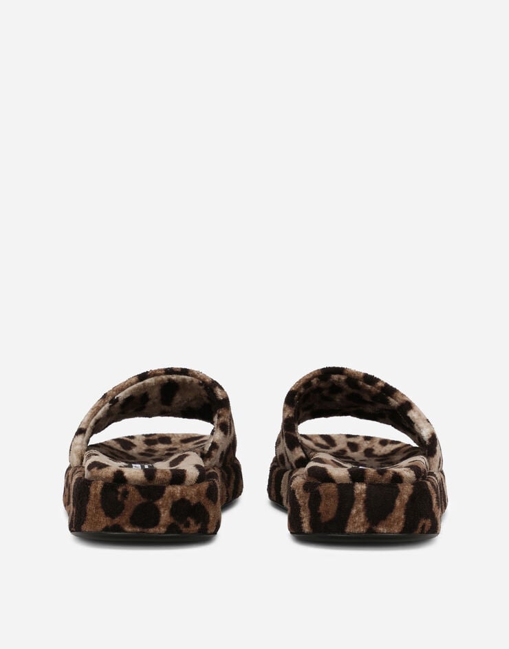 Leopard-print terrycloth sliders with tag with two plating finishes in Animal  Print for | Dolce&Gabbana® US