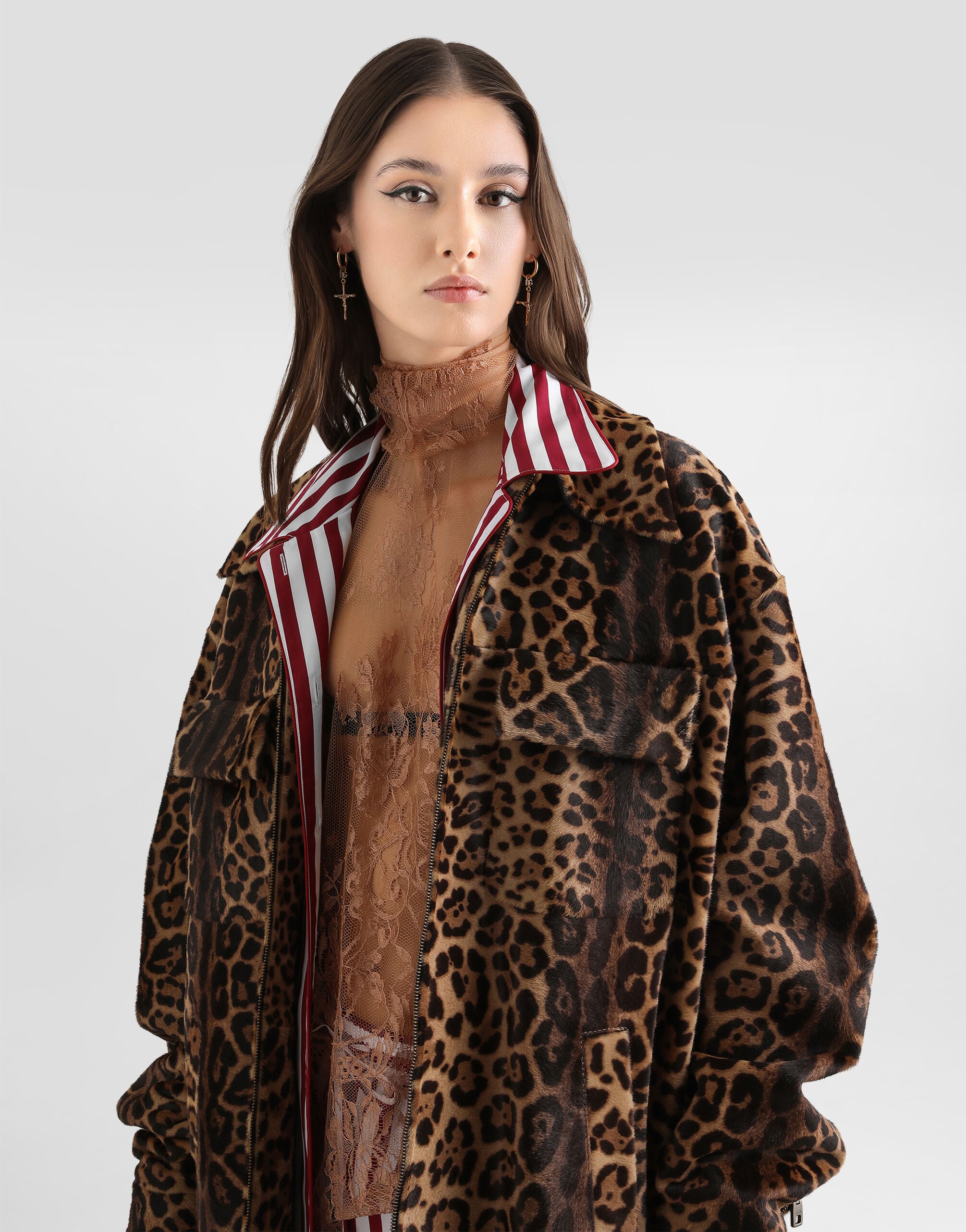 Pony leo shirt-style jacket in Multicolor for Women | Dolce&Gabbana®