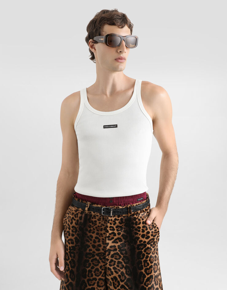 Dolce & Gabbana Cotton tank top with print White G8PA8TG7P3I