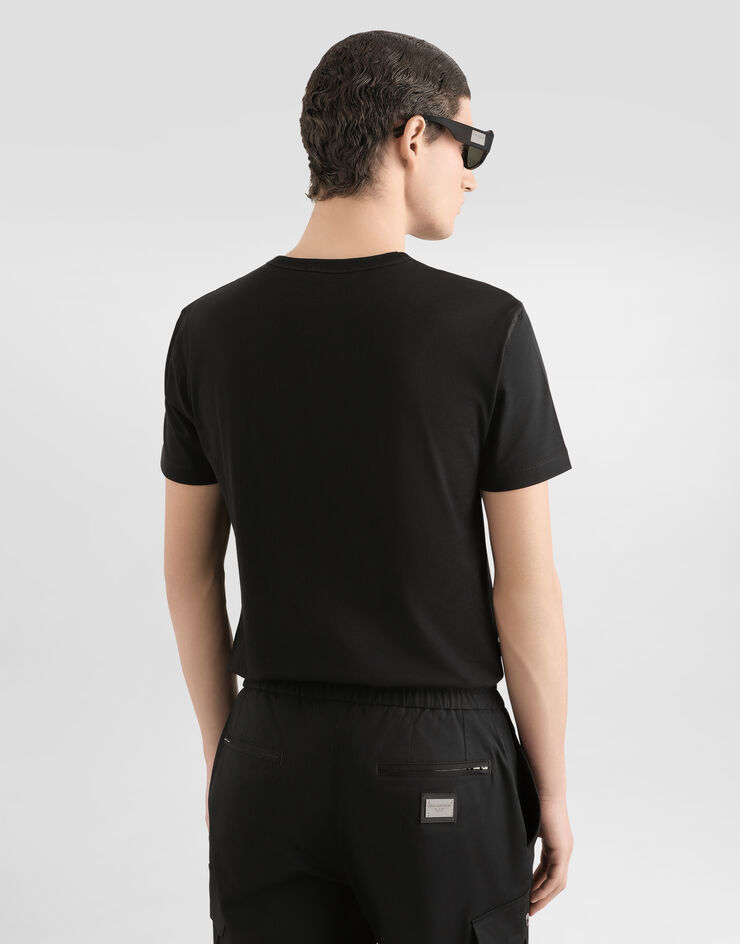 Dolce & Gabbana Cotton T-shirt with branded tag Black G8PT1TG7F2I