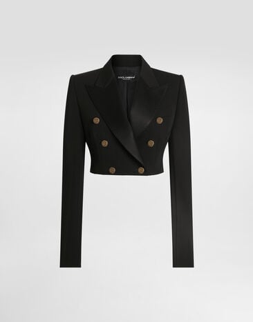 Dolce & Gabbana Double-breasted jacket in wool gabardine Black F299YTFU2OW