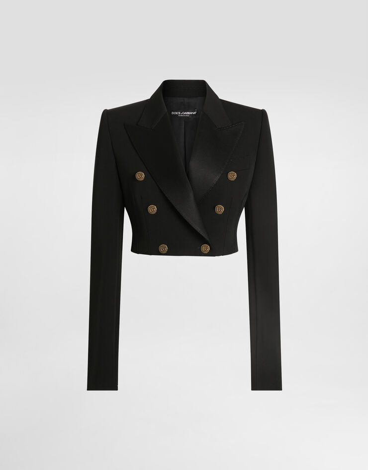 Dolce & Gabbana Double-breasted jacket in wool gabardine Black F299YTFU2OW