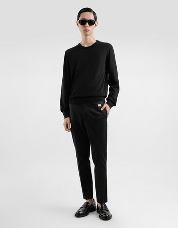 Dolce & Gabbana سروال قطني محبوك أسود GW13ETFUFNV