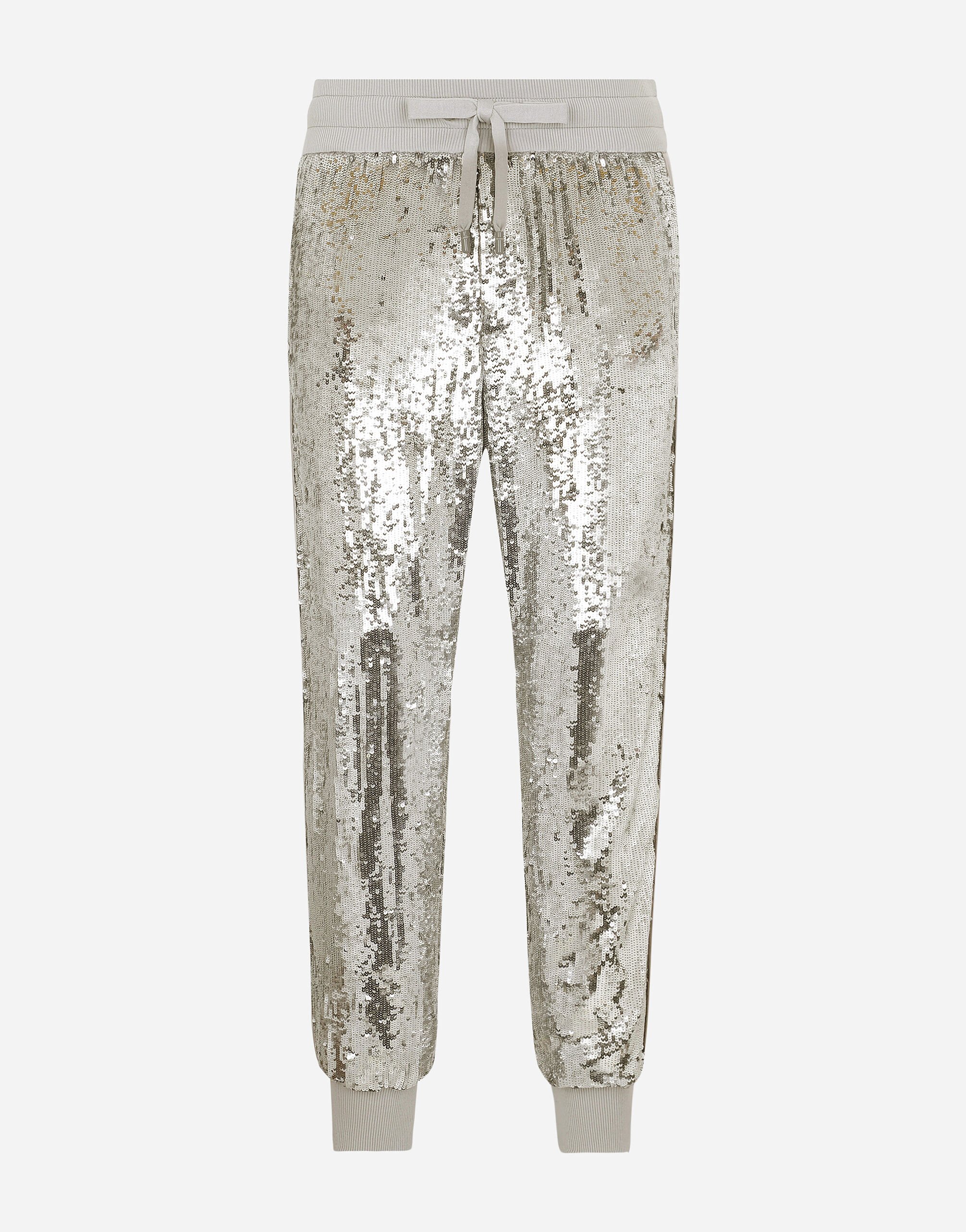 Dolce & Gabbana Sequined jogging pants Plateado G2QU4TFJMZ3