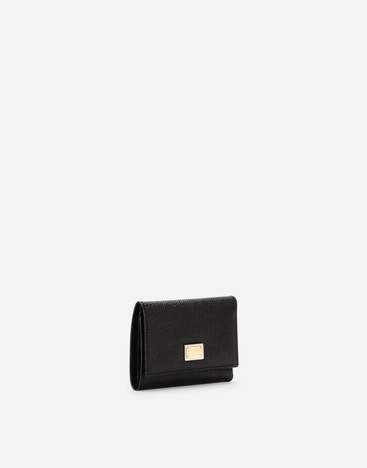 Dolce & Gabbana Portefeuille en cuir de veau Dauphine avec plaquette à logo Noir BI0770A1001
