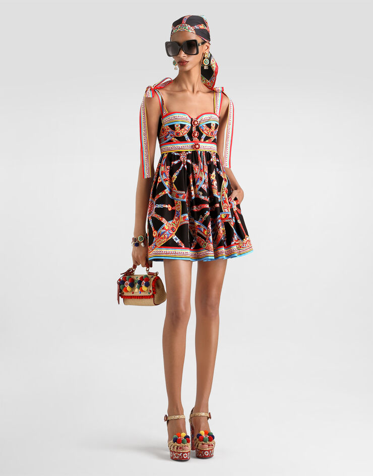 Dolce & Gabbana Abito in popeline stampa carretto Multicolore F615XTGDDTF