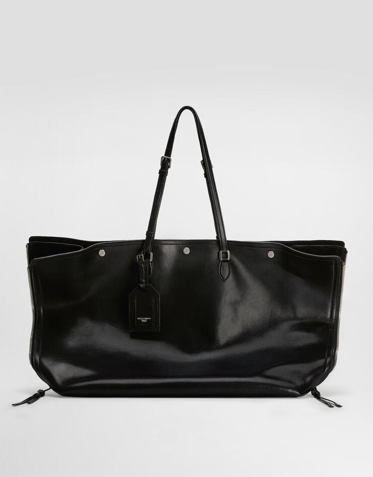 Dolce & Gabbana Atene calfskin shopping bag Black BM2536AH850