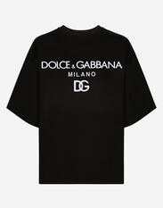 Dolce & Gabbana Jersey T-shirt with flocked logo print Print FXV08TJCVS2