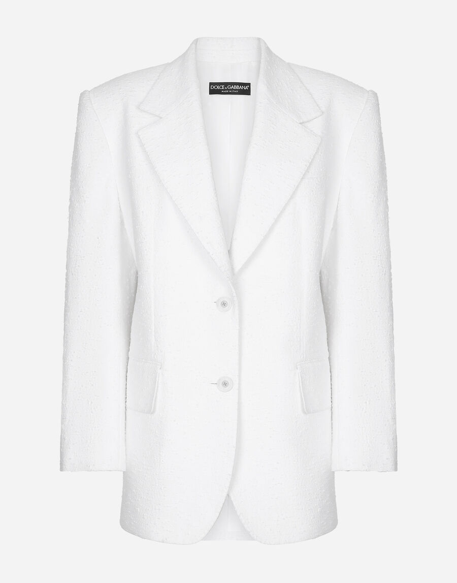 Single-breasted cotton raschel tweed jacket