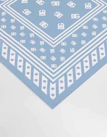 Dolce & Gabbana Silk twill foulard with all-over DG logo print (50x50) Light Blue FN093RGDB7Y