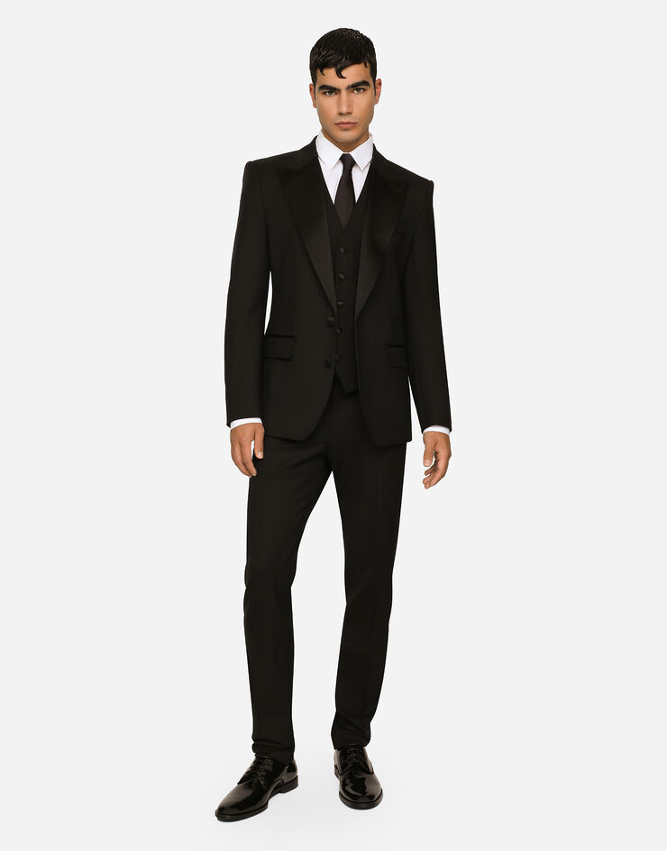 Dolce & Gabbana Three-piece Sicilia-fit suit in stretch wool Noir GKPUMTFUBE7