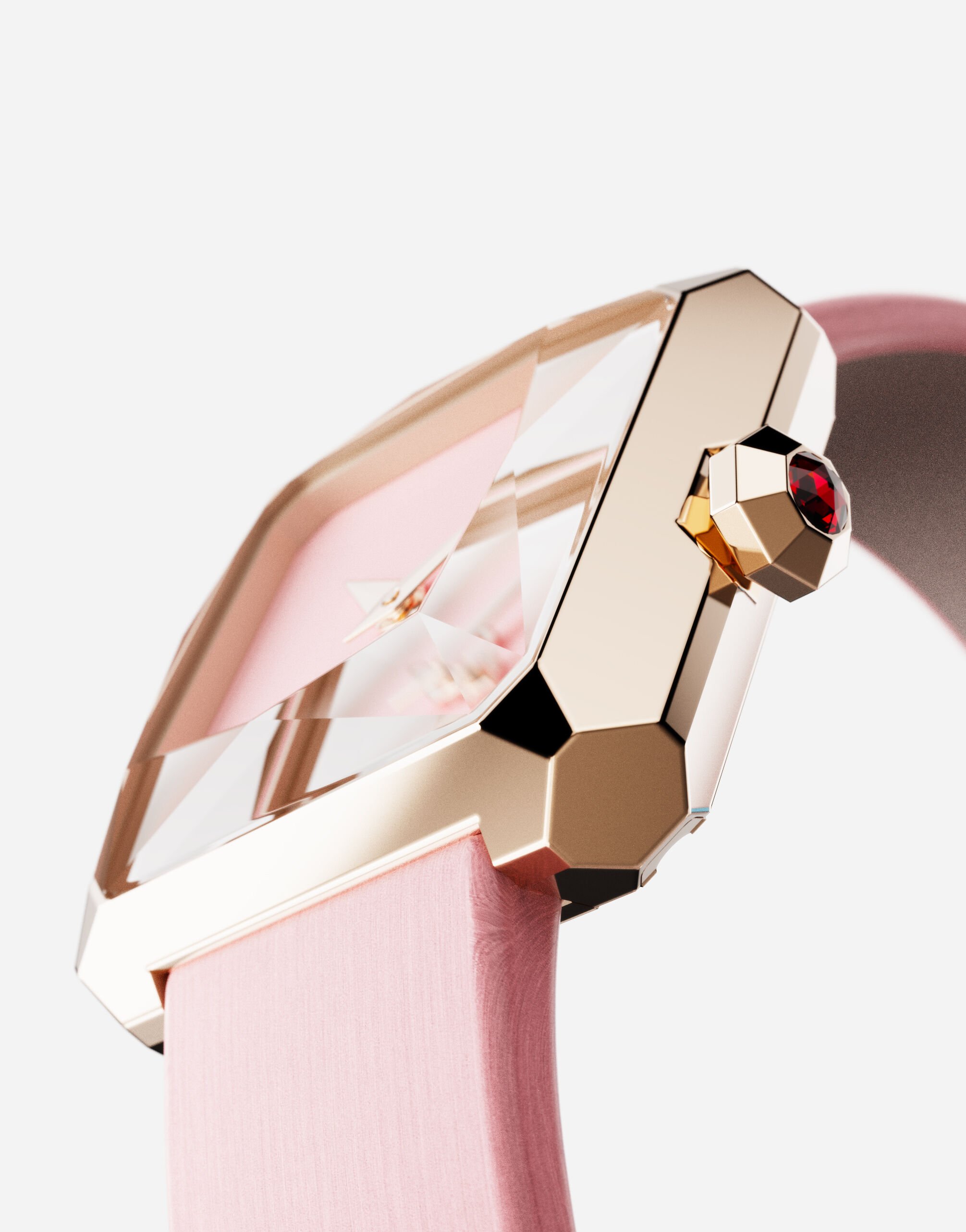 Gold watch with silk strap in Pink for Women Dolce Gabbana