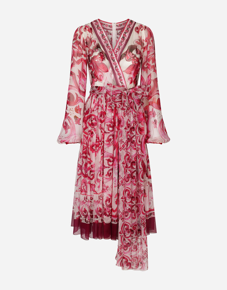 Dolce&Gabbana Majolica-print chiffon midi dress Multicolor F6CNUTHI1MF