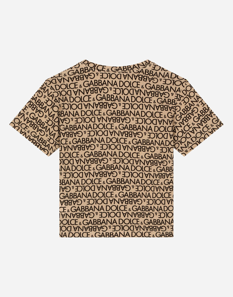 DolceGabbanaSpa Jersey T-shirt with all-over logo print Beige L4JTEVHS7MD