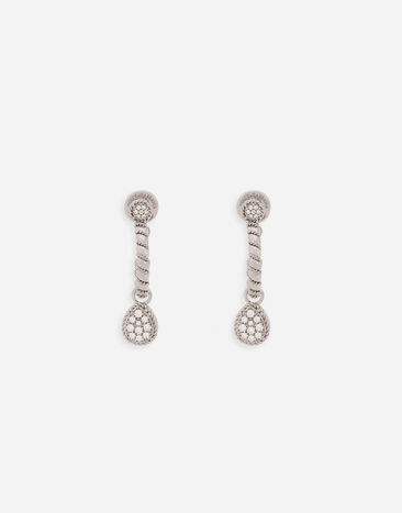 Dolce & Gabbana Boucles d’oreilles Easy Diamond en or blanc 18 ct avec pavé de diamants Doré WSQB1GWPE01