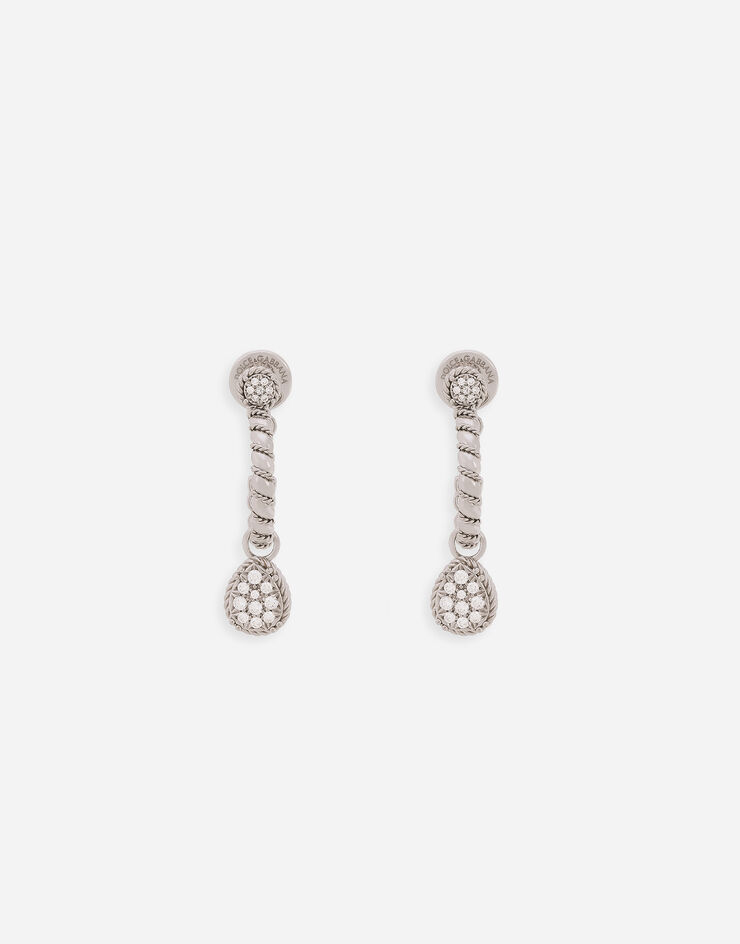 Dolce & Gabbana Boucles d’oreilles Easy Diamond en or blanc 18 ct avec pavé de diamants Blanc WEQD3GWPAVE