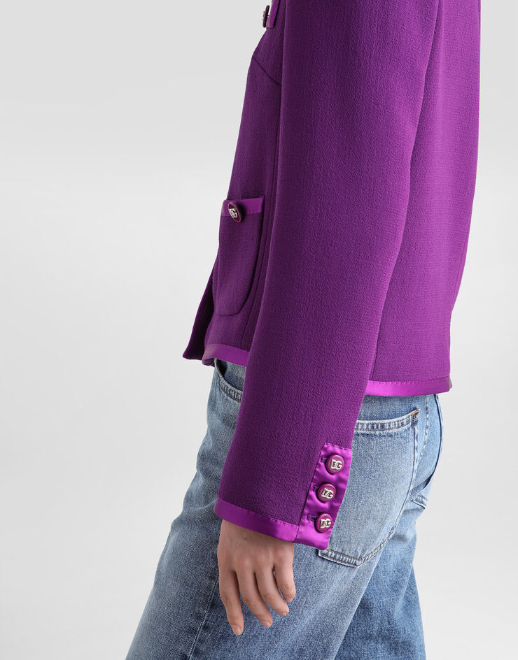 Dolce & Gabbana Einreihige Kurzjacke aus Wollkrepp Violett F27DETFU2TZ