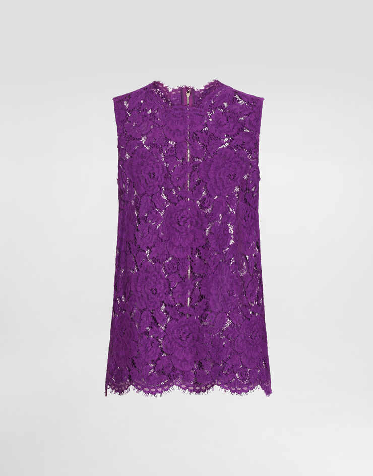 Dolce & Gabbana Top de encaje cordonetto floral Violeta F73G9THLM7L