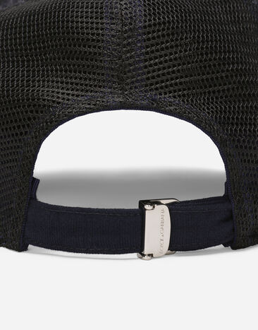 Dolce & Gabbana Trucker-Mütze aus Baumwolle mit DG-Logo und Netzgewebe Blau GH885ZHU7AL