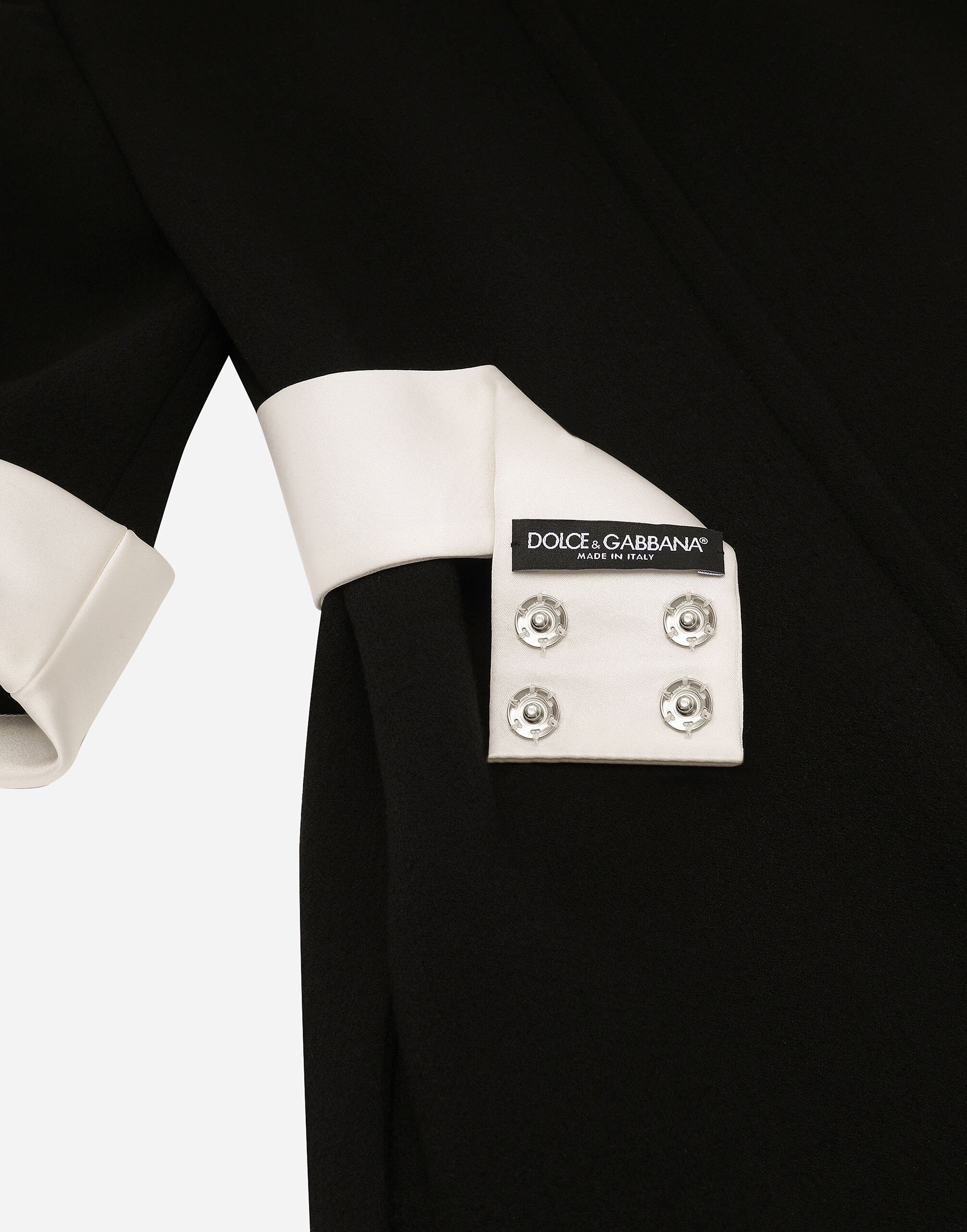 Short wool crepe dress with satin details in Black for Women Short wool crepe dress with satin details in Black for Women