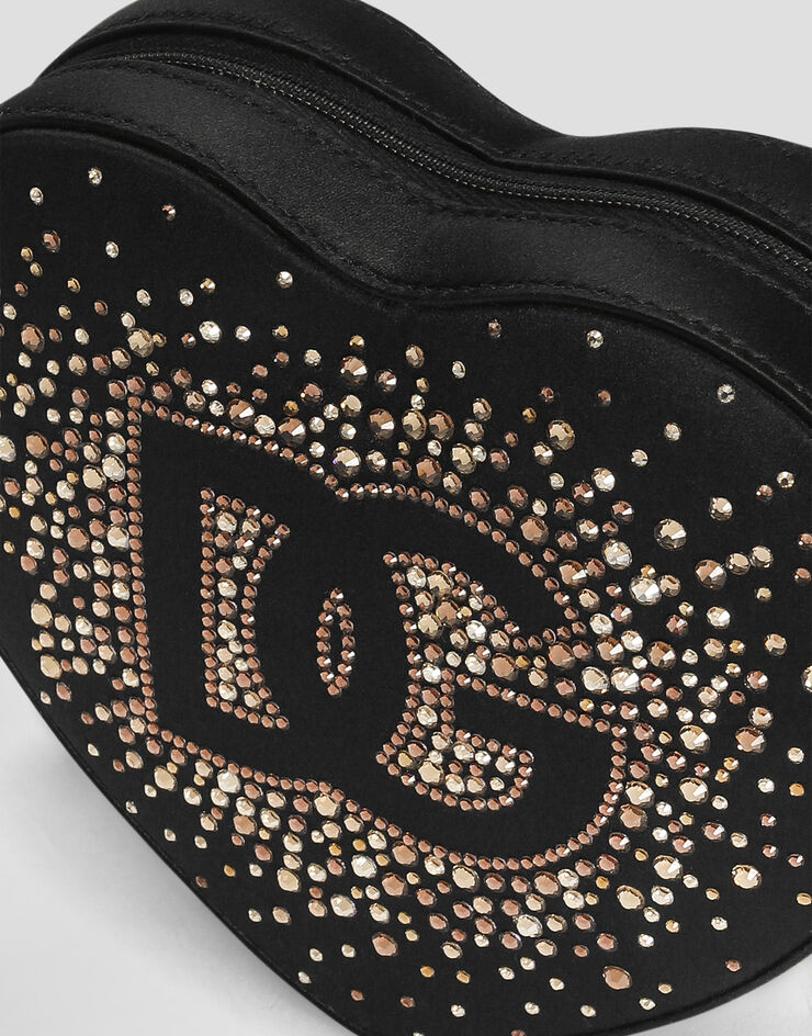 Dolce & Gabbana Umhängetasche DG Girlie heart aus Satin und Strass Schwarz EB0260AB002