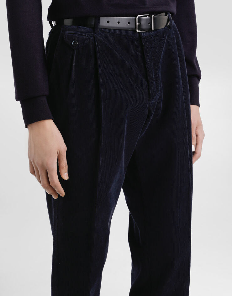Dolce & Gabbana Garment-dyed velvet trousers Blue GY6UETG8NN7