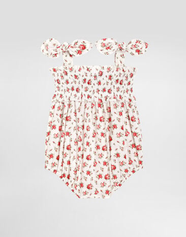 Dolce & Gabbana Small rose-print poplin romper Multicolor L21O84HS5UB