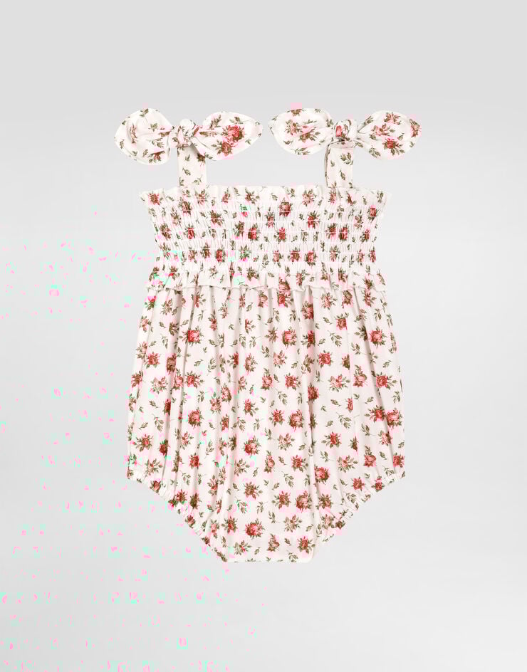 Dolce & Gabbana Combishort en popeline à imprimé petites roses Multicolor L21O84HS5UB