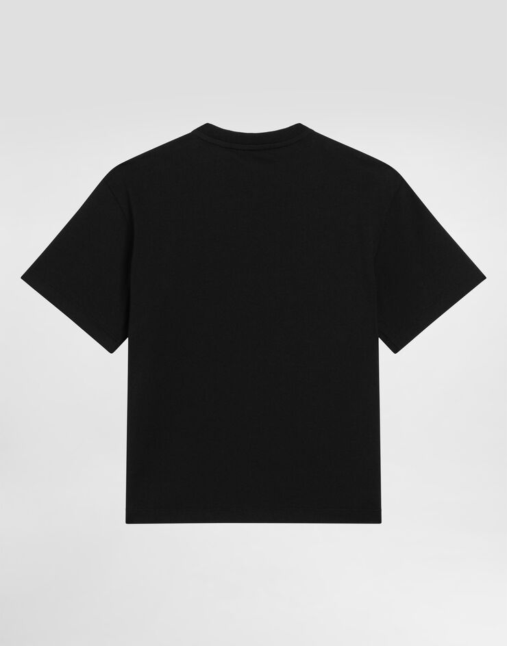 Dolce & Gabbana Jersey T-shirt with DG logo Black L4JTHVG7O5R