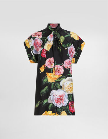 Dolce & Gabbana Silk habotai shirt with peony and rose print Print F5T25TIS1XJ