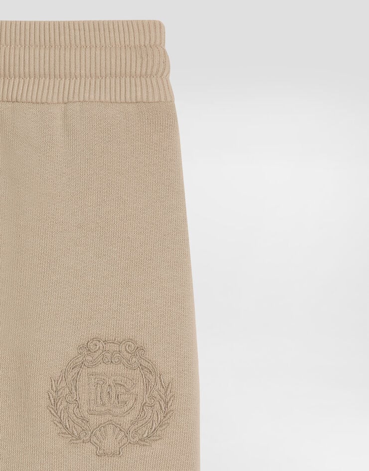 Dolce & Gabbana Fleece trousers with Dolce&Gabbana embroidery Beige L1JPKVG7PEQ